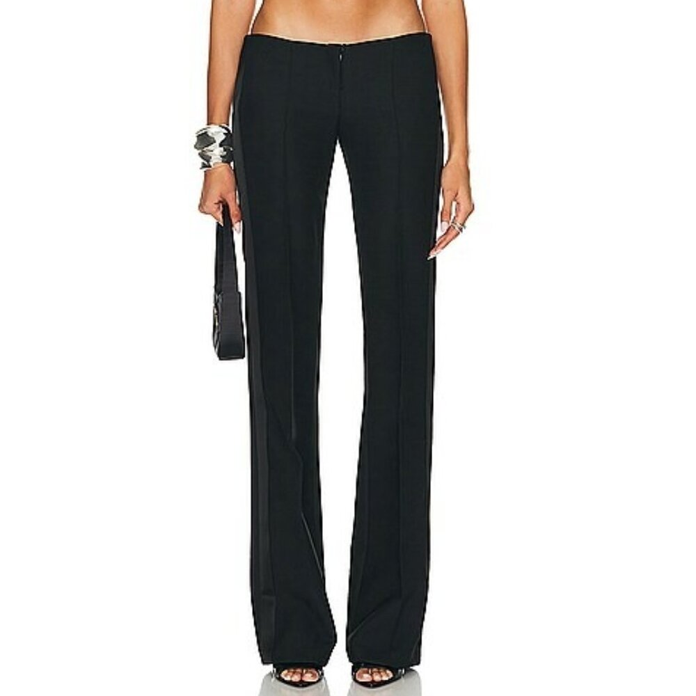 New LaQuan Smith Low Rise Tuxedo Trouser in Black dress slacks pants